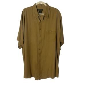George Foreman Signature Collection Mens Silk Button Down Shirt Gold Size 2XTall
